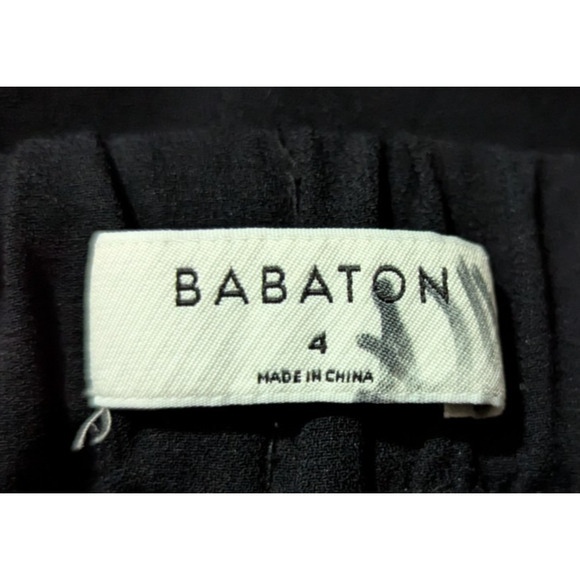 Aritzia Babaton sz 4 Conan Pants black cream stripe on sides ankle crop 0489 - Picture 7 of 9